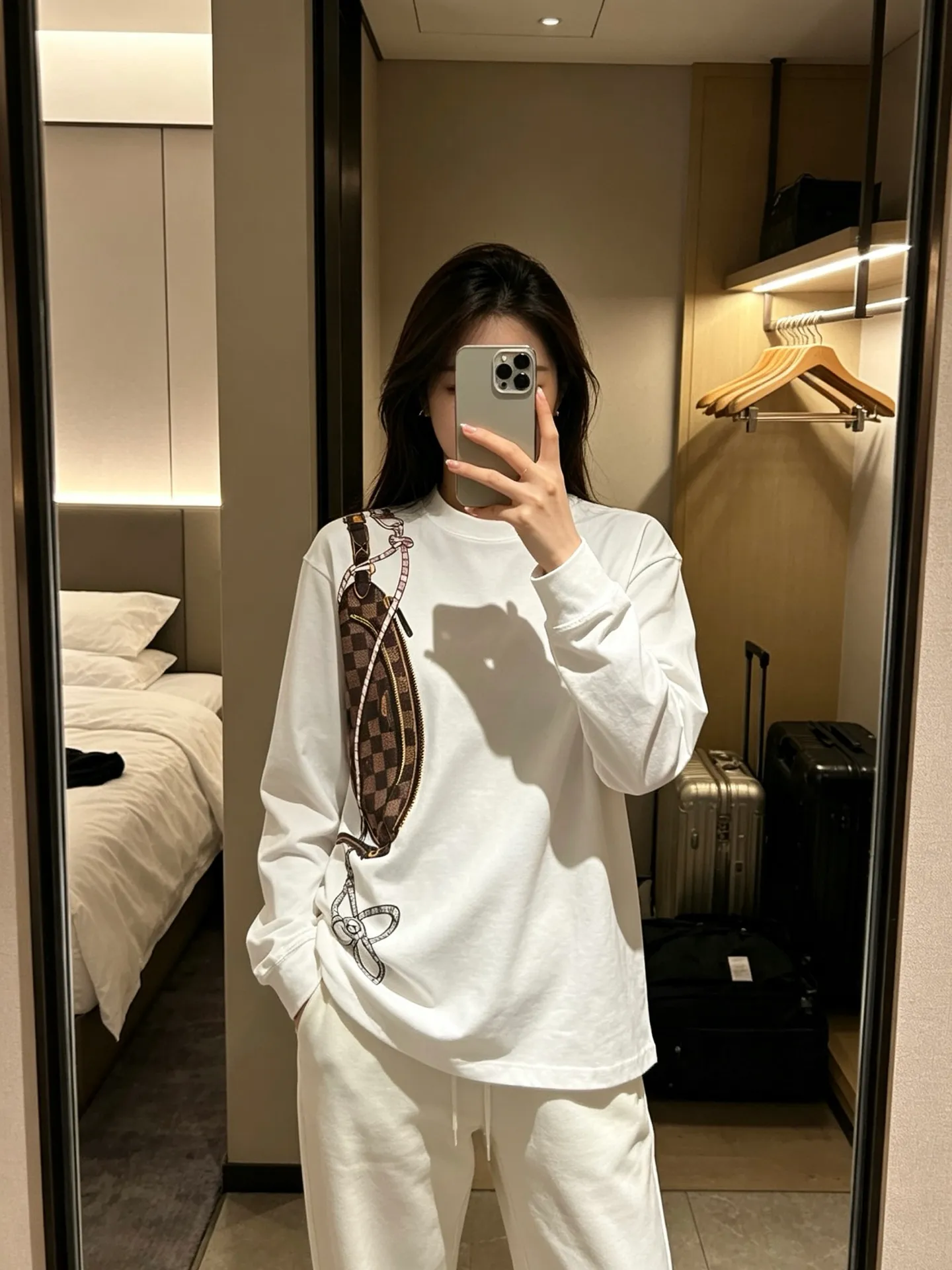 Louis Vuitton/Louis Vuitton chest bag printed long-sleeved T-shirt